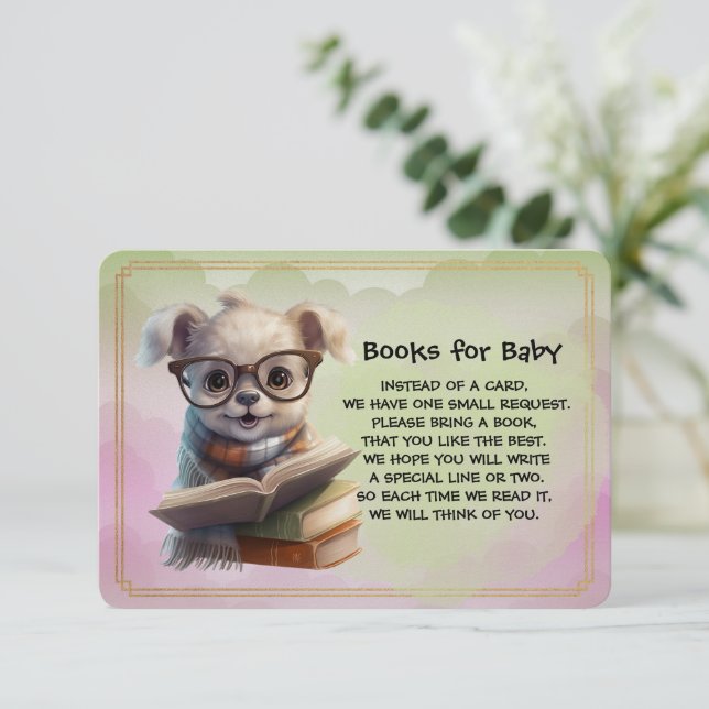 Books for Baby Cute Puppy Dog Reading A Book Tilläggskort (Stående Fram)