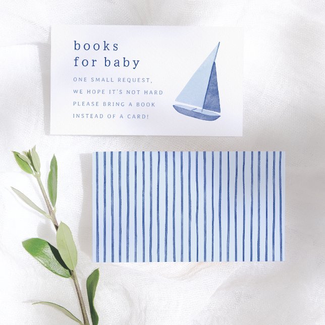 Books for Baby Italian Sailboat Blue Baby Shower Tilläggskort (Skapare uppladdad)