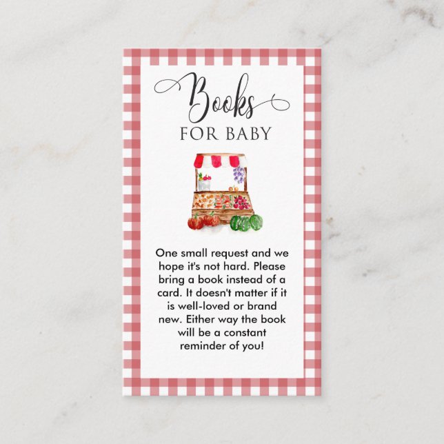Books for Baby Locally Grown Baby Shower Gingham Tilläggskort (Framsida)