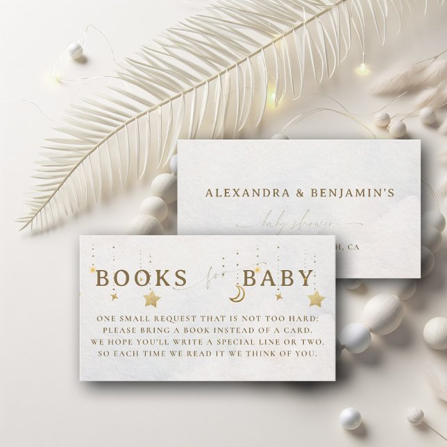 Books For Baby Moon White Twinkle Stars Shower  Tilläggskort (over the moon baby shower books request insert card twinkle little star pastel white sky clouds cele)