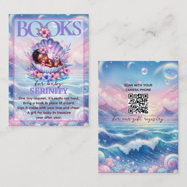 Books for Baby Pastel Seashell Baby Shower Tilläggskort (Fram/baksida)