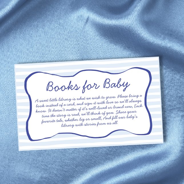 Books For Baby Wavy Frame Blue Baby Shower Tilläggskort (Books For Baby Wavy Frame Blue Baby Shower Enclosure Card)