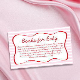 Books For Baby Wavy Frame Pink & Red Baby Shower Tilläggskort