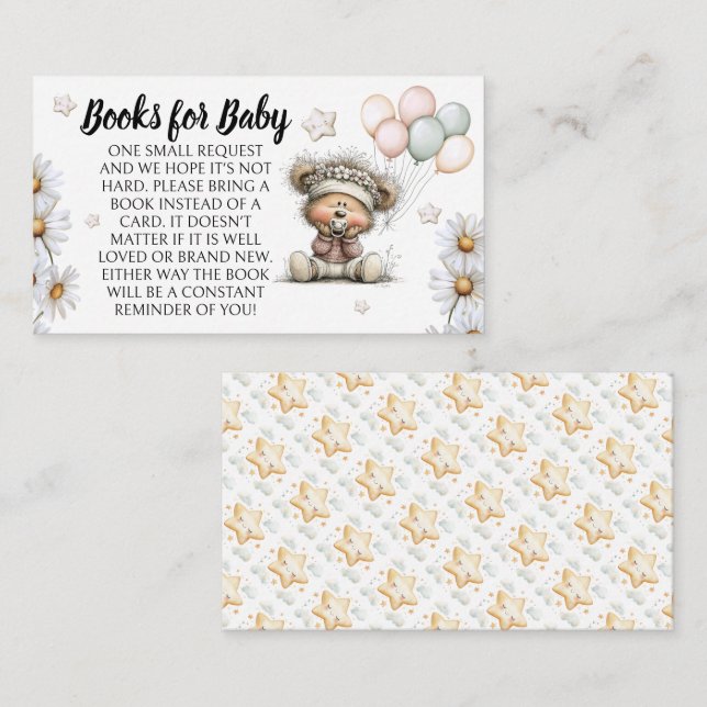 Books For Baby Whimsical Teddy Bear Design Tilläggskort (Fram/baksida)