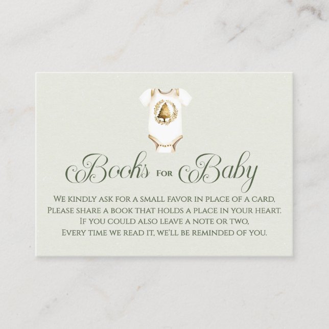 Books for Baby Winter Greenery Baby Shower Tilläggskort (Framsida)