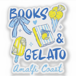 Books & Gelato Amalfi Coast Retro Italy Lover Klistermärken