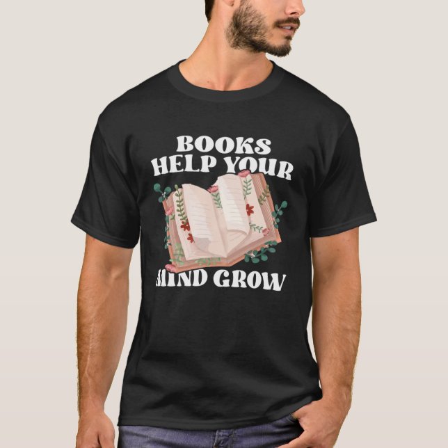 Books Help Your Mind Grow Book  Retro Reading T Shirt (Framsida)