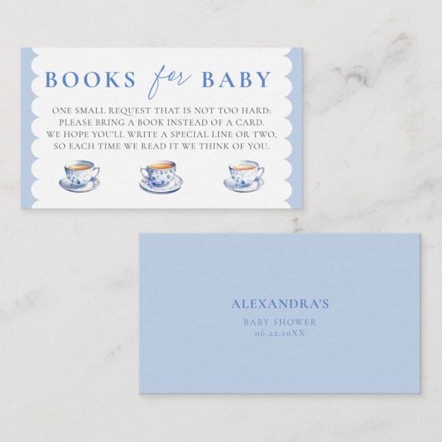 Books Insert Tea Brewing Script Boy Baby Shower Tilläggskort (Fram/baksida)