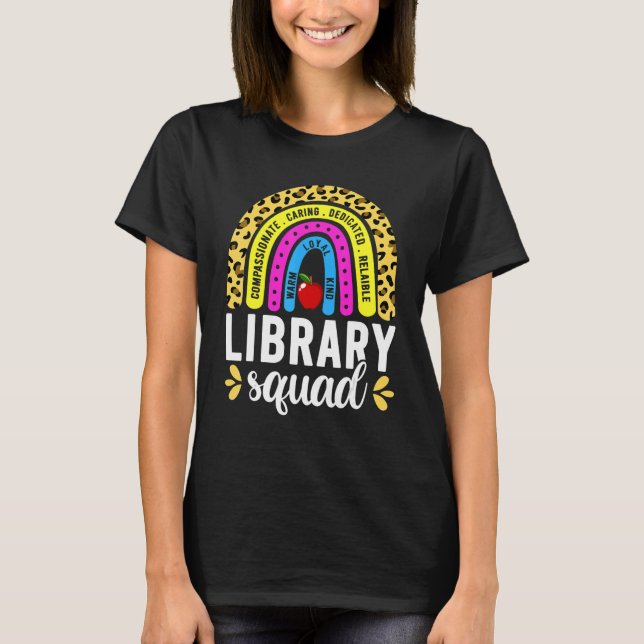 Books Rainbow  For Librarian Women Library Squad T Shirt (Framsida)