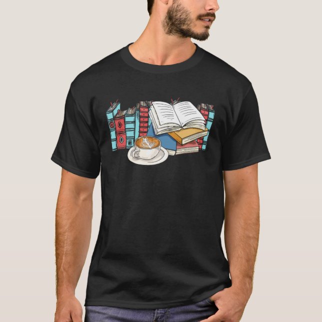 Books Reading Literature Library Bookworm T Shirt (Framsida)