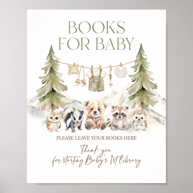Books Request Woodland Adventure Boy Baby Shower Poster (Framsidan)