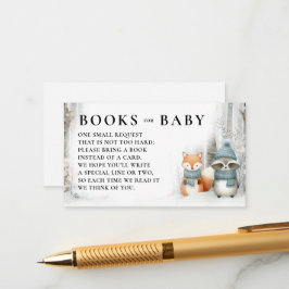 Books Winter Snow Woodland Animals Baby Shower Tilläggskort