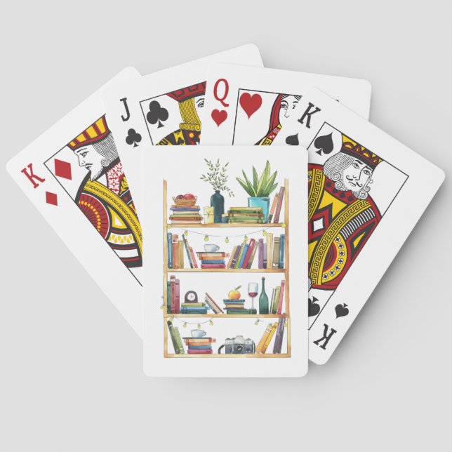 Bookshelf Bok Älskare Coffee Tea Casinokort (Baksidan)