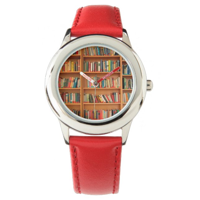 Bookshelf Bokar Bibliotek Bookworm Reading Armbandsur (Framsida)