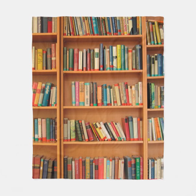 Bookshelf Bokar Bibliotek Bookworm Reading Fleecefilt (Framsidan)