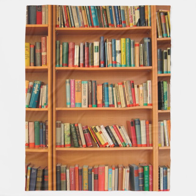 Bookshelf Bokar Bibliotek Bookworm Reading Fleecefilt (Framsidan)