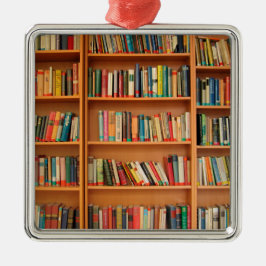 Bookshelf Bokar Bibliotek Bookworm Reading Julgransprydnad Metall