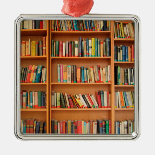 Bookshelf Bokar Bibliotek Bookworm Reading Julgransprydnad Metall