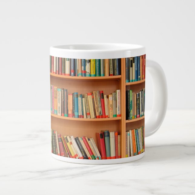 Bookshelf Bokar Bibliotek Bookworm Reading Jumbo Mugg (Framsida höger)