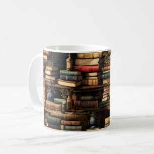 Bookshelf Bokar Bibliotek Bookworm Reading Kaffemugg