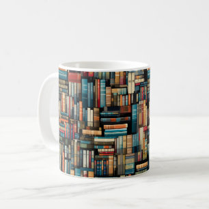Bookshelf Bokar Bibliotek Bookworm Reading Kaffemugg