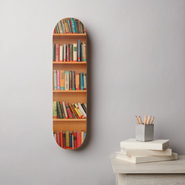 Bookshelf Bokar Bibliotek Bookworm Reading Mini Skateboard Bräda 18,5 Cm (Väggkonst)