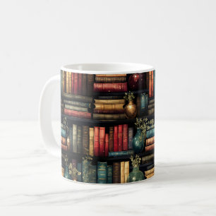 Bookshelf Bokar Bibliotek Bookworm Reading Mönster Kaffemugg