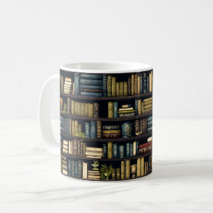 Bookshelf Bokar Bibliotek Bookworm Reading Mönster Kaffemugg