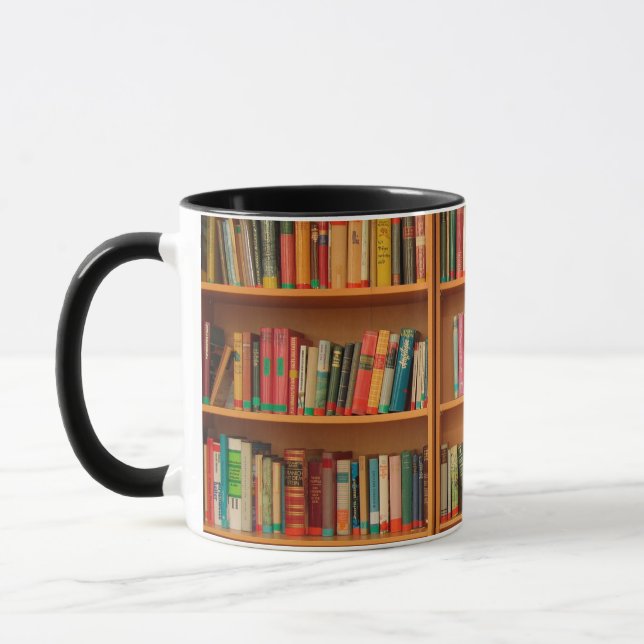 Bookshelf Bokar Bibliotek Bookworm Reading Mugg (Vänster)