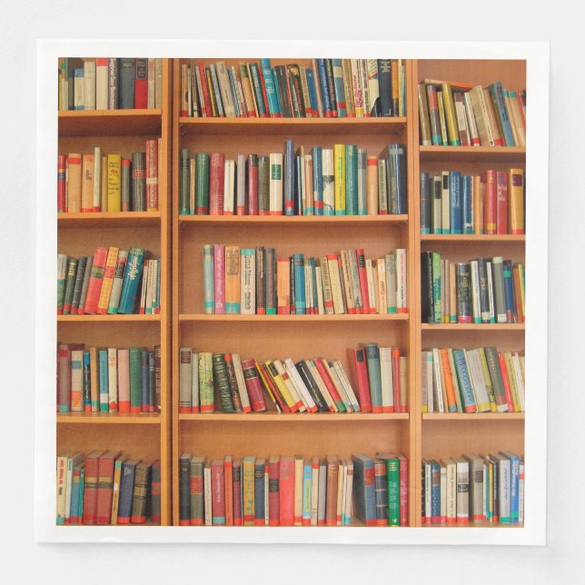 Bookshelf Bokar Bibliotek Bookworm Reading Pappersservett (Framsida)