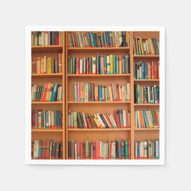 Bookshelf Bokar Bibliotek Bookworm Reading Pappersservett (Framsidan)