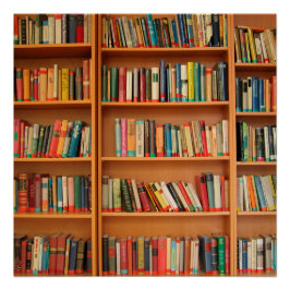 Bookshelf Bokar Bibliotek Bookworm Reading Perfect Poster