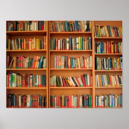 Bookshelf Bokar Bibliotek Bookworm Reading Poster