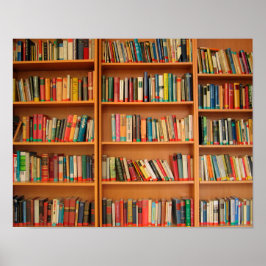 Bookshelf Bokar Bibliotek Bookworm Reading Poster