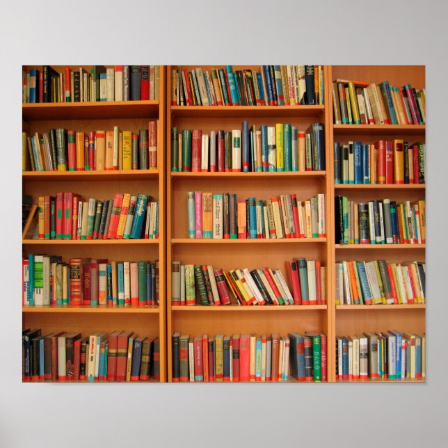 Bookshelf Bokar Bibliotek Bookworm Reading Poster (Framsidan)