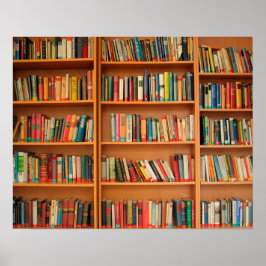 Bookshelf Bokar Bibliotek Bookworm Reading Poster