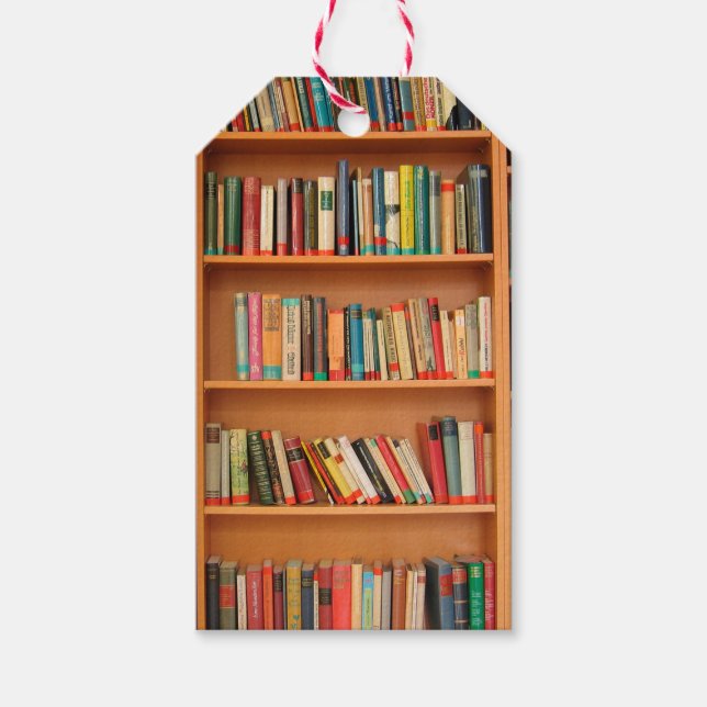 Bookshelf Bokar Bibliotek Bookworm Reading Presentetikett (Framsidan)