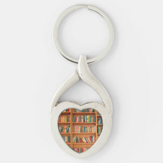 Bookshelf Bokar Bibliotek Bookworm Reading Twisted Heart Silverfärgad Nyckelring