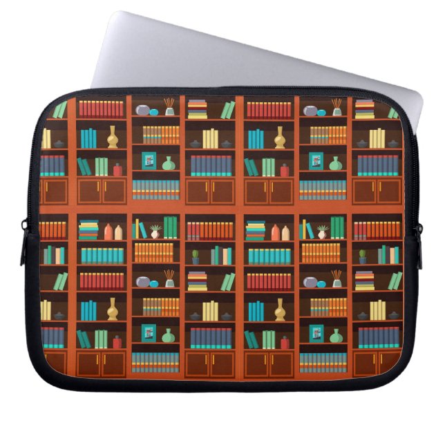Bookshelf Illustration Electronics Bag Laptop Fodral (Framsidan)