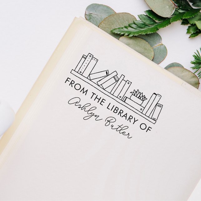 Bookshelf Personal Bibliotek Bok Frimärke Stämpel (Skapare uppladdad)