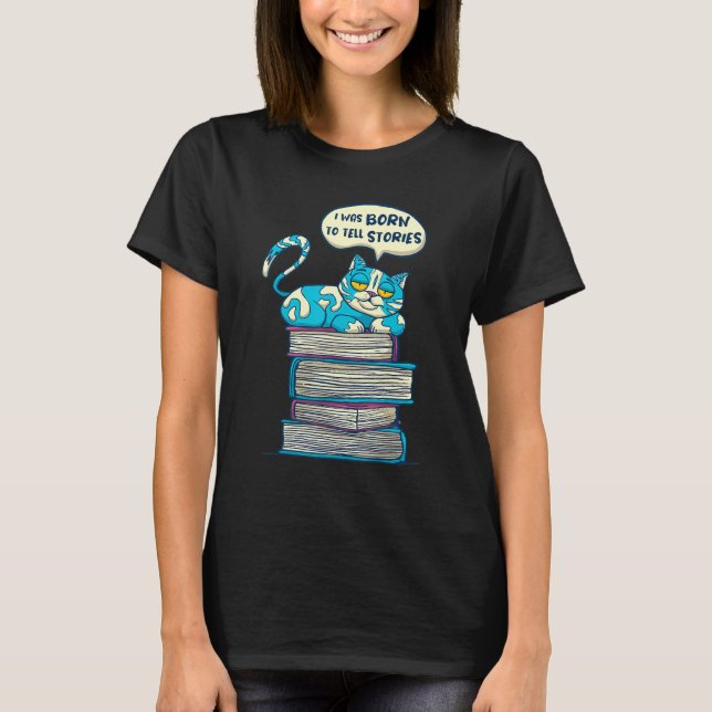 Bookshelf Reading Bok Cats T Shirt (Framsida)