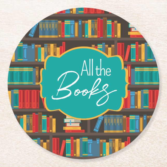 Bookshelf Reading Kärlek Underlägg Papper Rund (Framsidan)