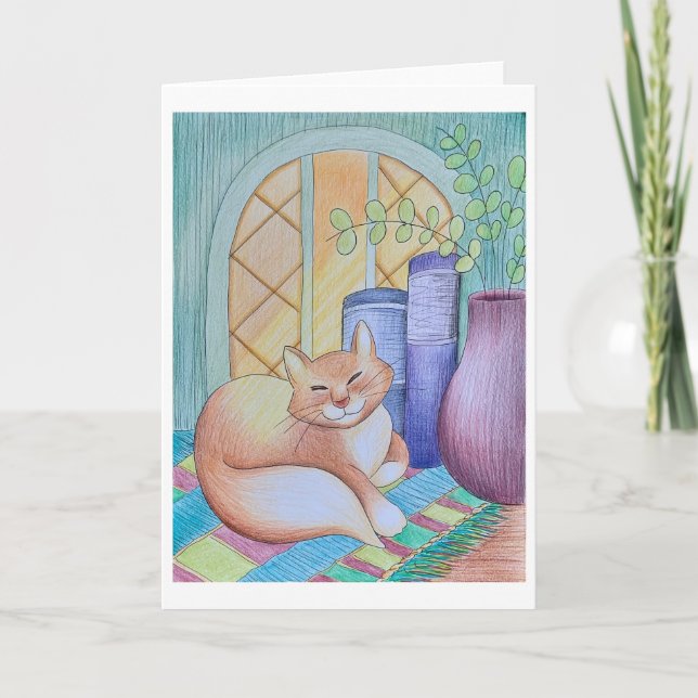 Bookshop Cat-hälsningskort Tack Kort (Framsida)