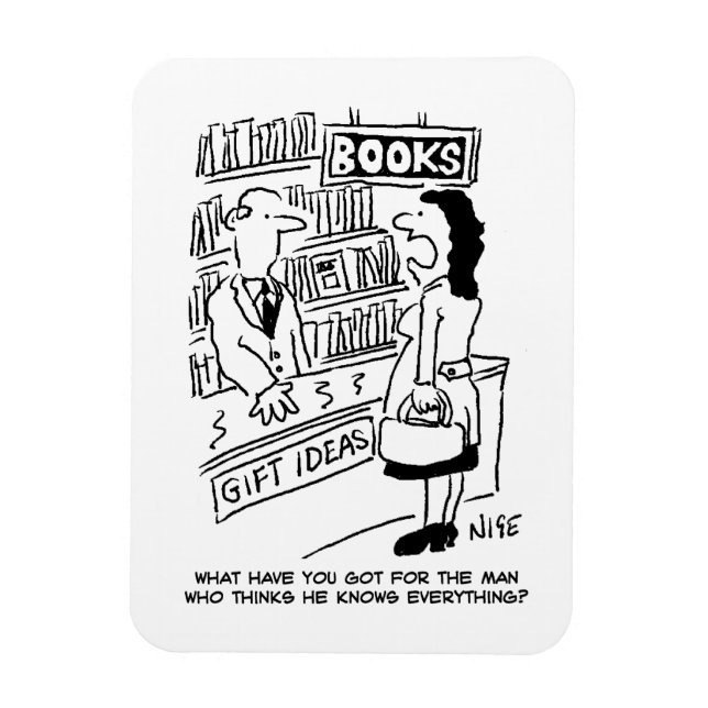 Bookshop Customer frågar Shopkeeper en fråga Magnet (Vertikal)