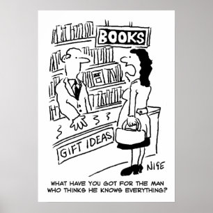 Bookshop Customer frågar Shopkeeper en fråga Poster