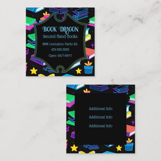 Bookshop Fyrkantigt Visitkort (Fram/baksida)