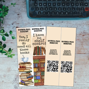 Bookstore Bibliotek QR Funny Bok-citatbokmärke Kort