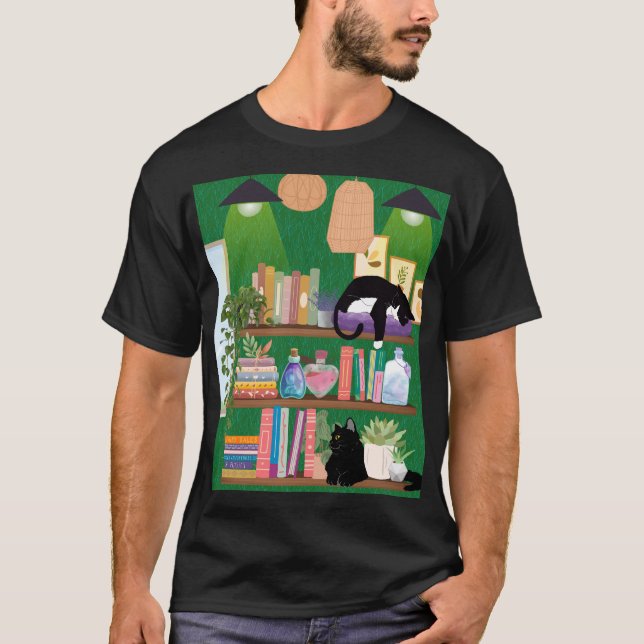 Bookstore-katter T Shirt (Framsida)