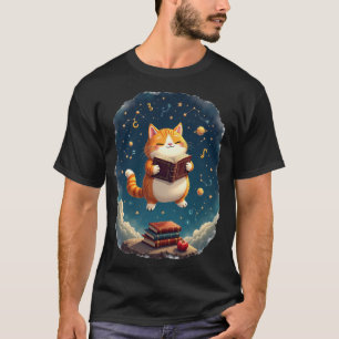 Booktok Kosmisk Katt Läsning i Rymdkonstellationer T Shirt