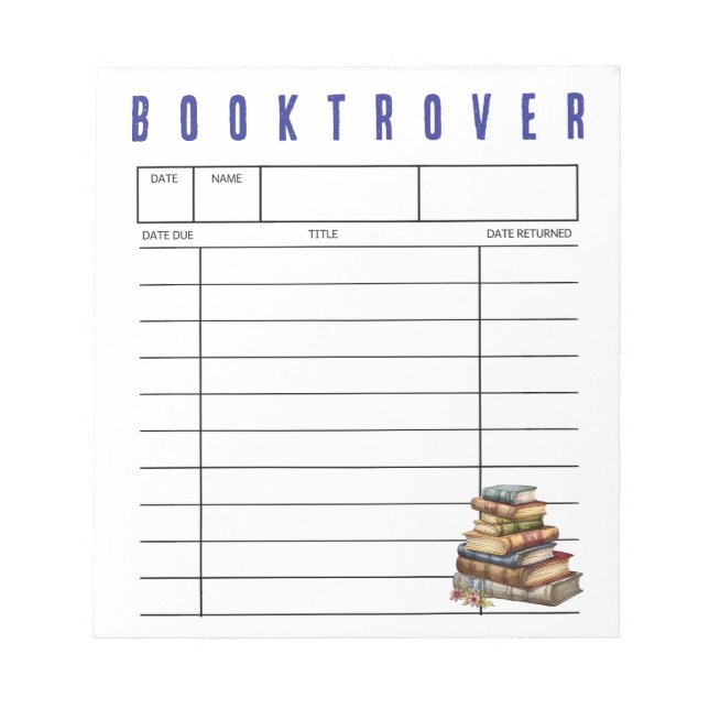 Booktrover bibliotekskort vintageböcker anteckningsblock (Framsida)